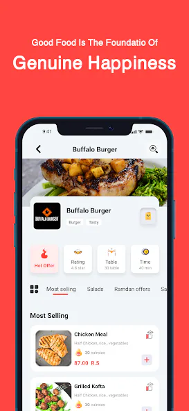 Lafi restaurant menu screen from the Google Play listing, shown as product context.